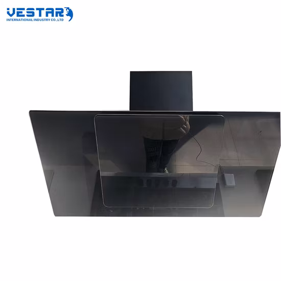 Pulsante per cappa inclinata con pannello in vetro temperato nero